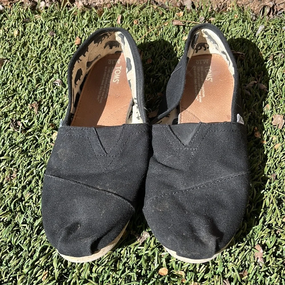TOMS Men's Black Canvas Classic Alpargata Slip On Shoes Size 10 Low Top Casual